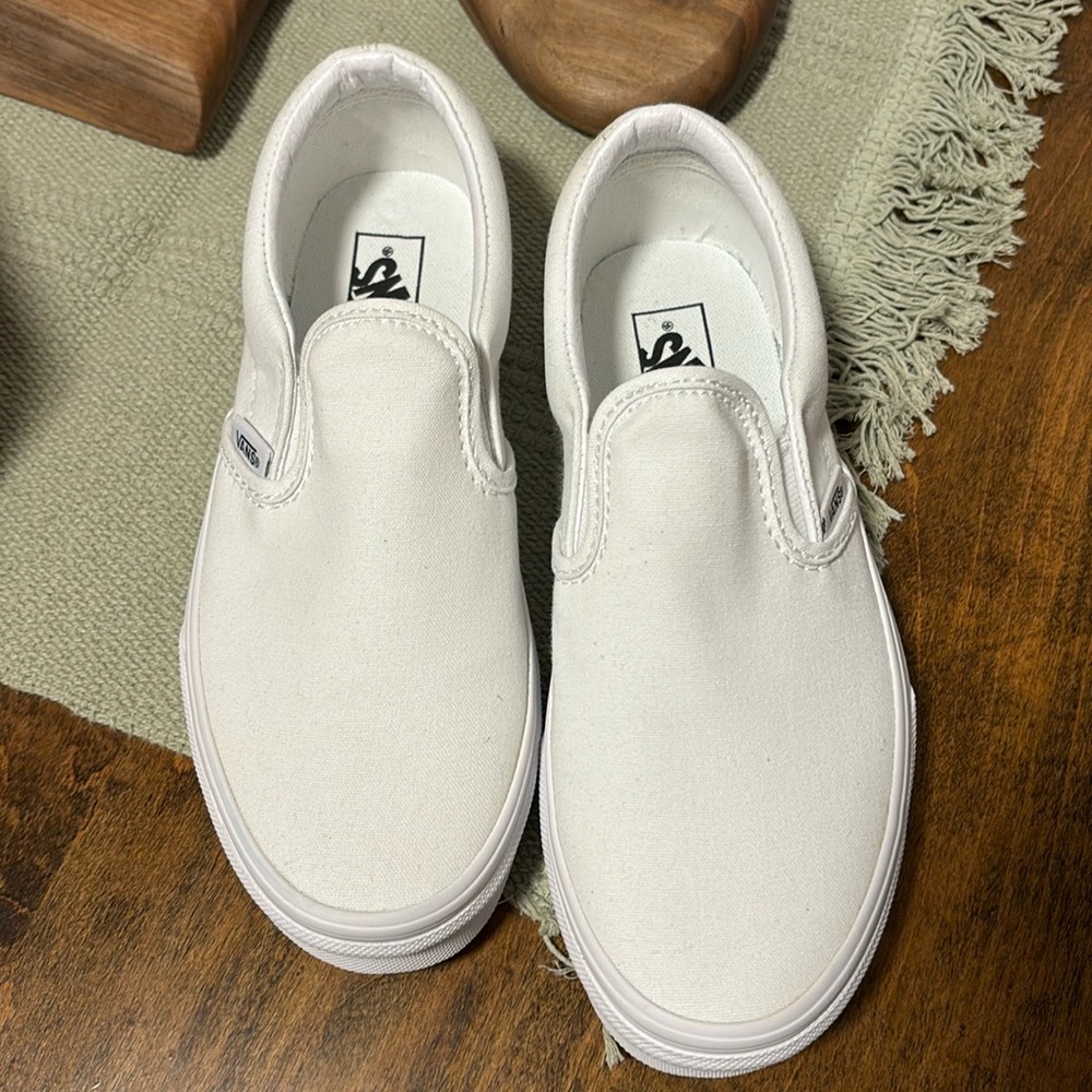 Vans Kids Classic White Slip-On Sneakers